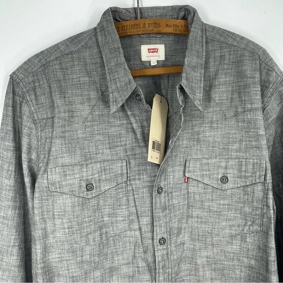 NWT Levi’s cotton short mens large gray chambray - Picture 2 of 4
